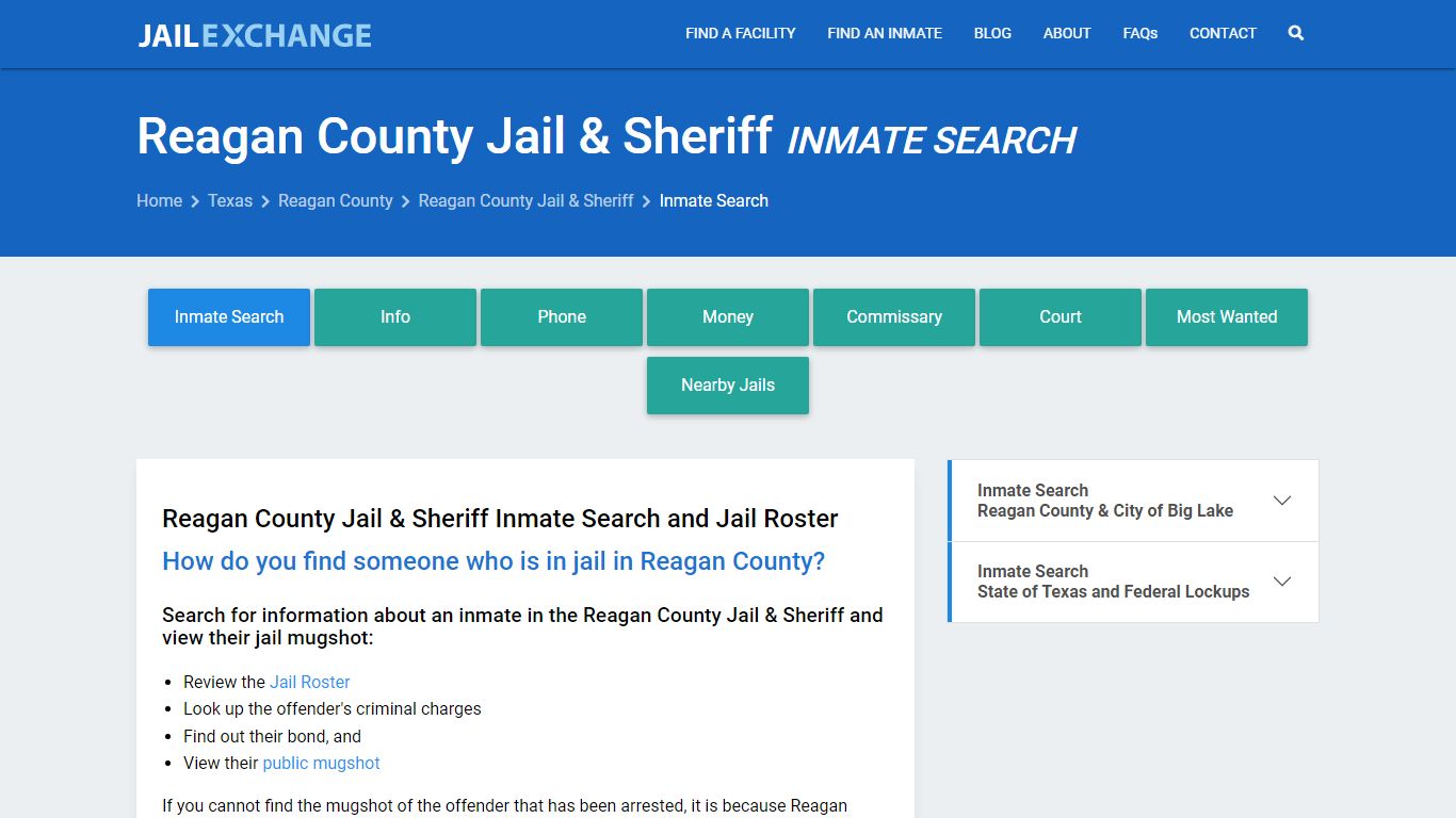 Reagan County Jail & Sheriff Inmate Search - Jail Exchange